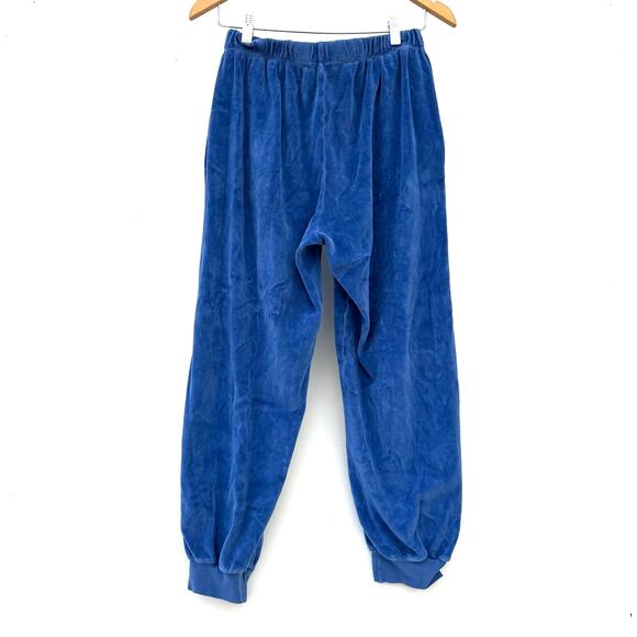 Suzi Kondi Blue Velour Jogger Track Pants Sweats Small Pull On Comfort Velvet - Picture 3 of 9